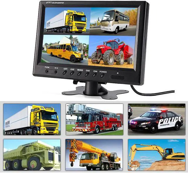 Alt view image 2 of 5 - 9 inch 4 Split Screen Car Monitor 12V / 24V Headrest Rearview Monitor with RCA Connectors 6 Mode Display Remote Control