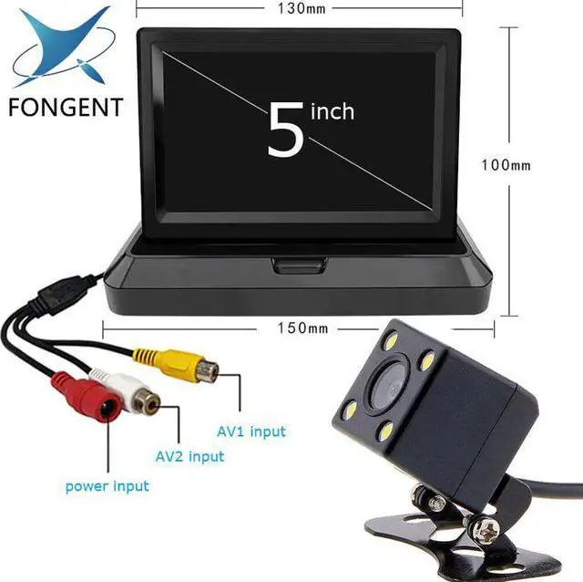 Main image of 5 inch TFT LCD Color Screen Car monitor Rearview Reversing parking monitor Foldable design Back Up Off Mirror Monitor