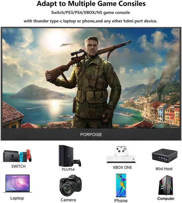 Alt view image 2 of 5 - Portable Monitor 15.6 17.3 inch display interface  Type-C for Laptop XBox Switch Mobile Phone PS3 PS4 monitor