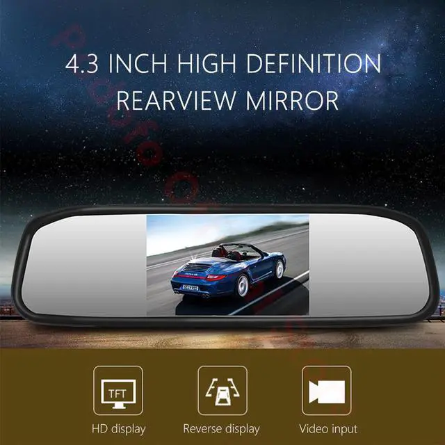 Alt view image 5 of 5 - 4.3" Car Rearview Mirror Monitor Auto Parking System + LED Night Vision Backup Reverse Camera CCD Car Rear View Camera