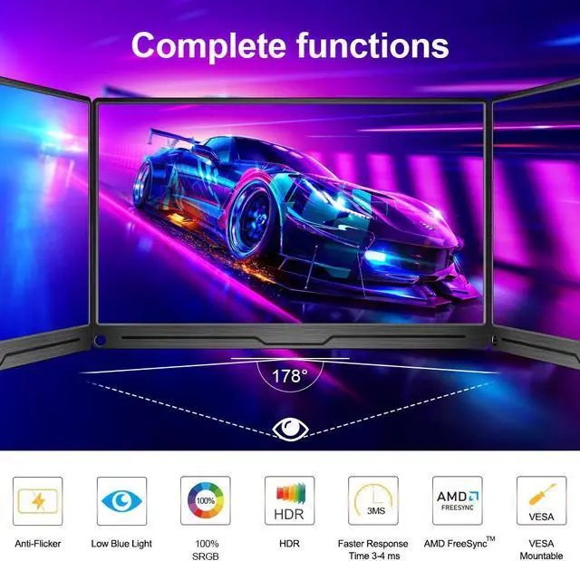 Alt view image 2 of 5 - 4K Portable Monitor for Laptop PC 15.6 IPS 3840x2160 UHD External Screen Mobile LCD Display USB C Xbox PS4 Switch