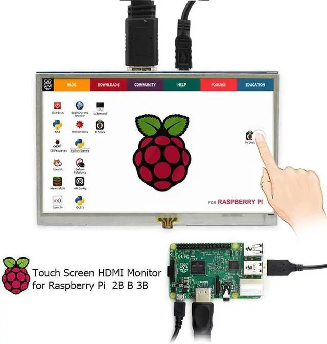 Alt view image 2 of 5 - 5 Inch LCD Touch Screen Raspberry Pi 3 Display LCD Monitor 800x480 for Banana Pi Raspberry Pi 3 / 2 Model B / B+