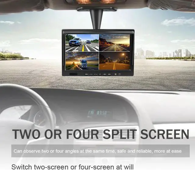 Alt view image 4 of 5 - 10.1 Inch AHD 4ch Recorder DVR Car Monitor Vehicle Truck Night Vision Rear View Camera Security Surveillance Split Screen Quad