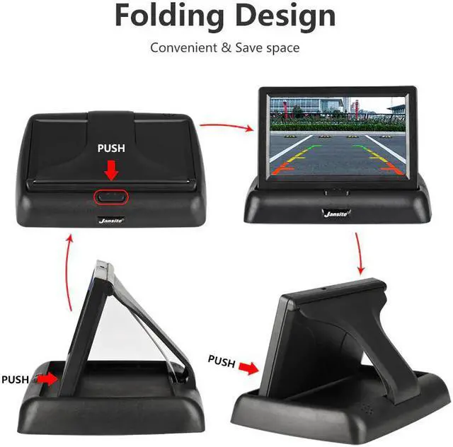 Alt view image 4 of 5 - 4.3 Inch TFT LCD Car Monitor Foldable Monitor Display Reverse Camera Parking System for Car Rearview Monitors NTSC PAL