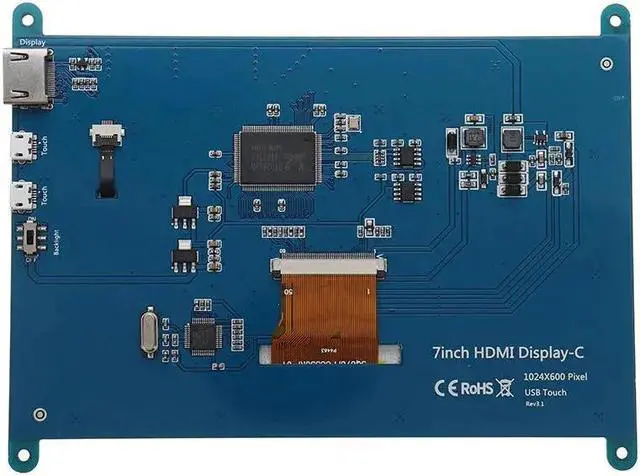 Alt view image 4 of 5 - 7 Inch TFT Touch Screen LCD Display Monitor 1024x600 With Case for Raspberry Pi 3 Model B + Pi 4 Computer TV Box DVR Device