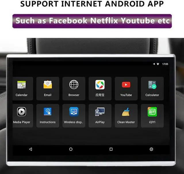 Alt view image 3 of 5 - 11.6" Android 9.0 Car WIFI Headrest Monitor Mirroring HD 1080 4K Touch Screen Support Bluetooth Miracast Built-in Speaker