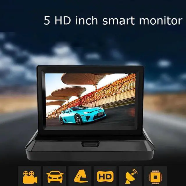 Alt view image 2 of 5 - 5 inch TFT LCD Color Screen Car monitor Rearview Reversing parking monitor Foldable design Back Up Off Mirror Monitor