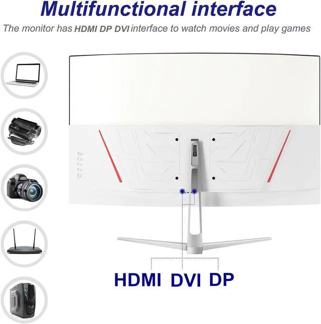 Alt view image 2 of 5 - 32 Inch Curved Gaming Monitor 1800R 75Hz Frameless with DVI DP Audio,VESA,FreeSync,Flicker-Free,Eye Care Tech