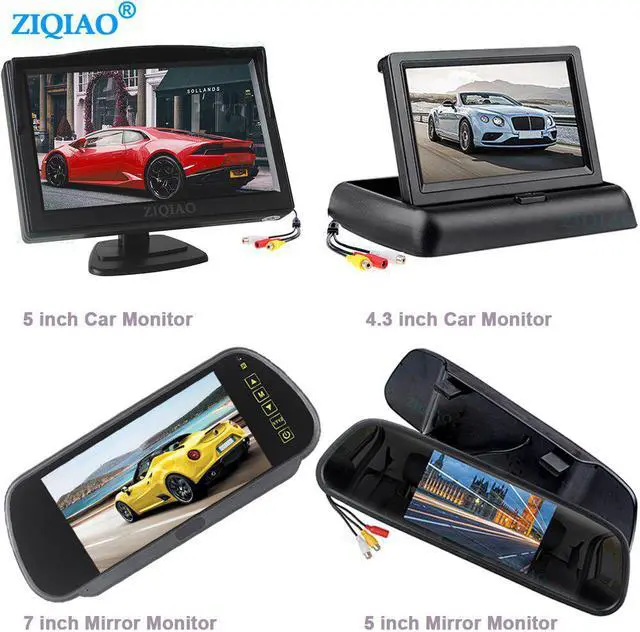 Main image of 7" 5" 4.3" Lcd Color Car Monitor Rear View Mirror Monitor Foldable Display Optional