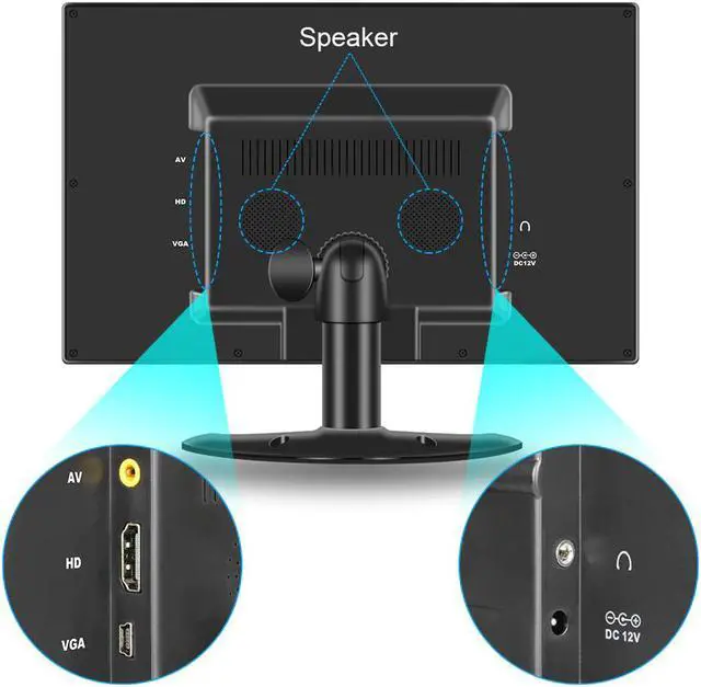 Alt view image 3 of 5 - Headrest Monitors 10 inch Screen TFT LCD Display HD Digital Color Inch AV VGADVD Player For Rear View Reverse Camera