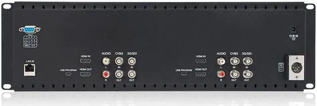 Alt view image 3 of 5 - Dual 7" 3RU IPS 1280x800 Broadcast LCD Rack Mount Monitor with 3G-SDI AV Input Output Dual Screen Industrial Monitor D71