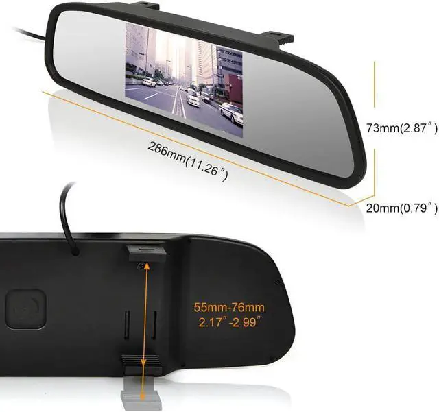Alt view image 4 of 5 - 4.3 inch Car HD Rearview Mirror Monitor CCD Video Auto Parking Assistance LED Night Vision Reversing Rear View Camera