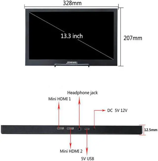 Alt view image 3 of 5 - 13.3 inch touch Portable monitor for computer 1080P monitor IPS 2K gaming monitor for Raspberry Pi PS4 Xbox360 switch