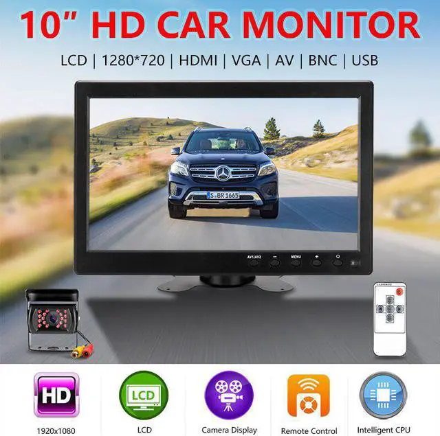 Alt view image 3 of 5 - 10 inch Car Monitor IPS Display Cameras Reverse Image Flip 2 Channel Input PAL/NTSC Security Monitor Paking System