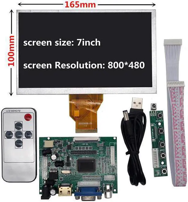 Main image of 7 inch for Raspberry Pi Banana/Orange Pi mini computer LCD Screen Display Monitor Remote Driver Control Board 2AV VGA