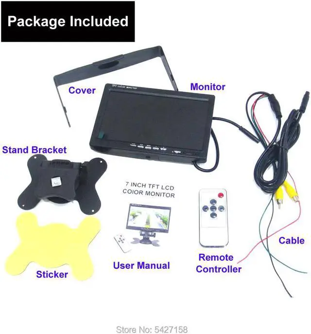 Alt view image 5 of 5 - 12V 24V TFT Color Car Monitor 7 inch Headrest Universal Rear View Camera Monitor LCD Screen 800*480 Two Way Video Input