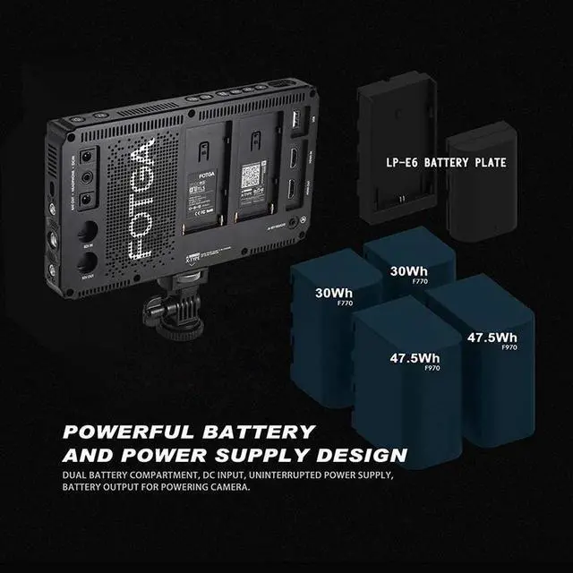 Alt view image 5 of 5 - A70 7 Inch FHD Video On-Camera Field Monitor IPS Sn 4K Input/Output Dual NP-F Battery Plate for A7S II GH5