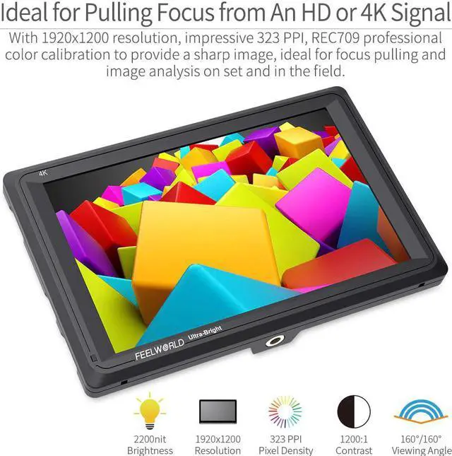 Alt view image 2 of 5 - FW279 7" inch Ultra Bright 2200nit on Camera Field DSLR Monitor Full HD 1920x1200 4K  Input Output Photography