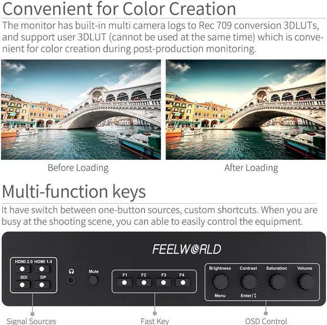 Alt view image 4 of 5 - LUT215 21.5 inch 3D LUT Broadcast Studio Monitor 3G-SDI 4K Full HD 1920 x1080 for Outdoor filming Post Production