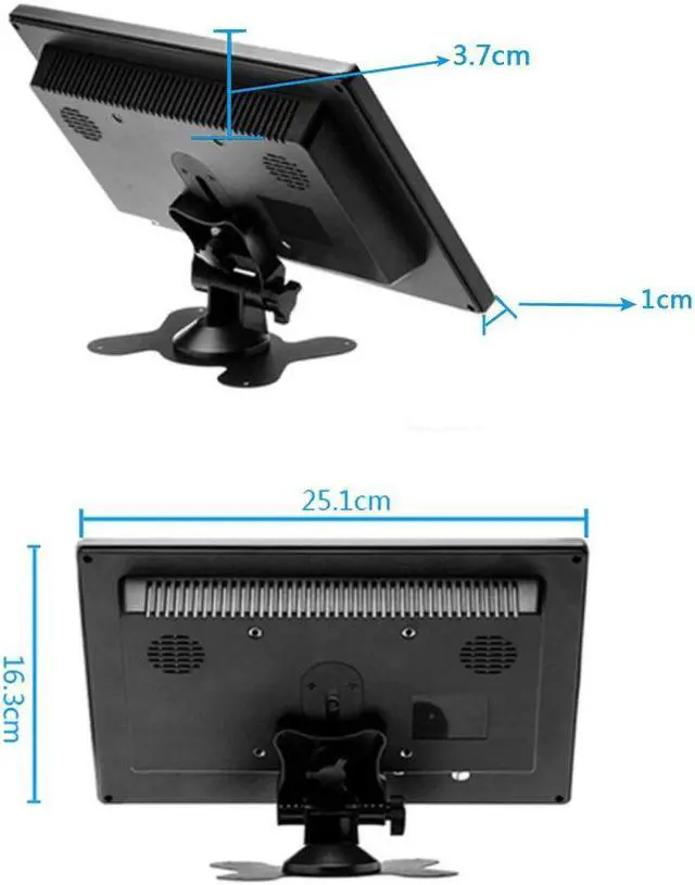 Alt view image 4 of 5 - 10.1-inch 1920X1200 touch portable monitor with  VGA AV BNC port, 60Hz built-in speaker CCTV monitor, for security PC camera