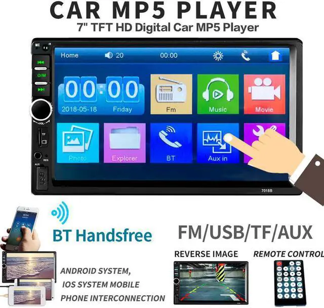 Alt view image 2 of 5 - 2 din Car Multimedia Player GPS Navigation with Map 7 inch HD Touch Screen Bluetooth Radio MP3 MP5  7018G Radios(Europe)
