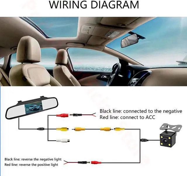 Alt view image 3 of 5 - 4.3" TFT LCD Car Parking Rearview Mirror Monitor 2 Video Input For Rear View Camera LED Night Vision Reverse Auto Camera