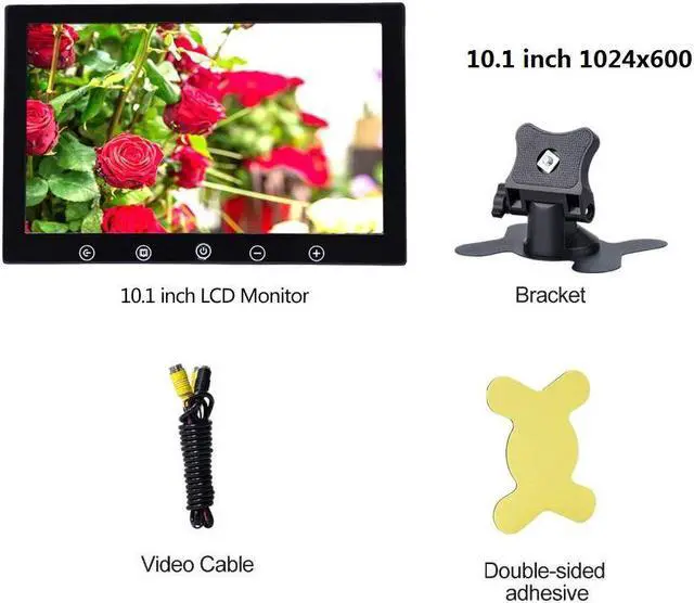 Alt view image 5 of 5 - 10.1inch monitor 1024x600 Display Desktop Car Reverse Backup Rearview TFT LCD monitor 7 inch AV PC monitor