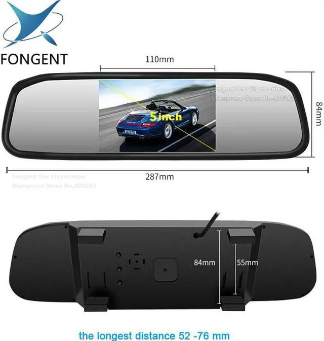 Alt view image 5 of 5 - 5 inch TFT LCD Color Screen Car monitor Rearview Reversing parking monitor Foldable design Back Up Off Mirror Monitor