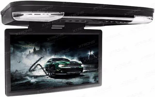 Alt view image 2 of 5 - Overhead Monitor 15.6" HD 1080P Car Roof Mount Flip Down DVD Player Video with LED Lights  Port FM +2 IR Headphones