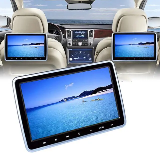 Main image of 10.1 inch Car Headrest Monitor DVD Player Multimedia MP4 MP5 Video Player TFT HD LCD Touch Screen 1024x600 bluetooth/USB/FM 12V