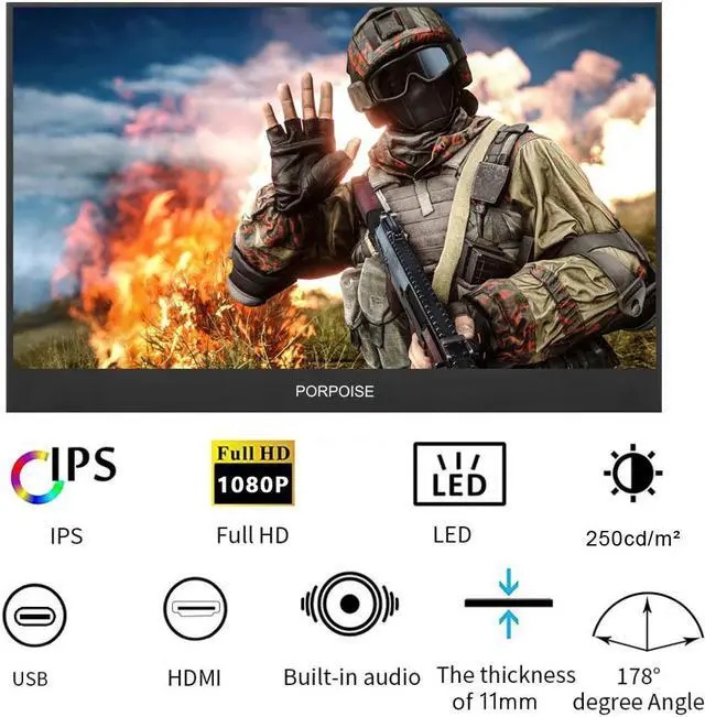 Alt view image 4 of 5 - 17.3 Inch Super-Ultra Portable Monitor 1920 * 1080P IPS Screen USB Display with Folding Holder For PS3 PS4 XBOX for PC