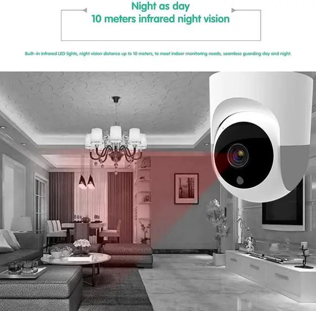 Alt view image 3 of 5 - Monitor Wifi Network Smart Monitor 1080P HD Camera Rotation Motion Tracking Infrared Night Vision(EU Plug)