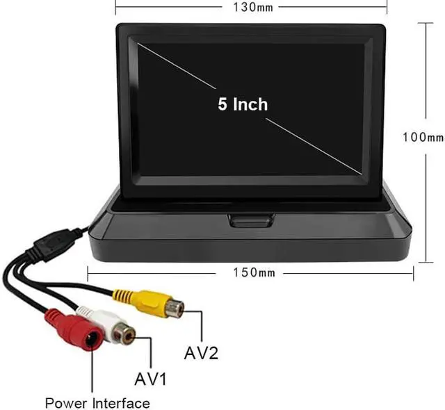 Alt view image 2 of 5 - 5 Inch TFT LCD 800*480 Foldable Car Monitor Reverse Parking Monitor And 12 LED Night Vision Rear view Camera