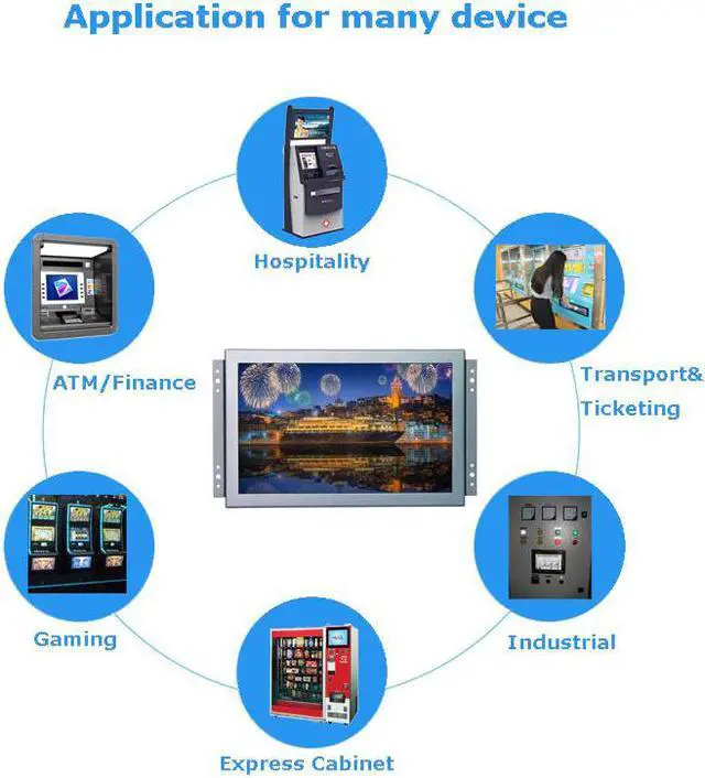 Alt view image 5 of 5 - 1920*1200 Open Frame Touch Monitor 10.1 Inch Wide Industrial Resistive Touch Monitor With USB VGA Interface
