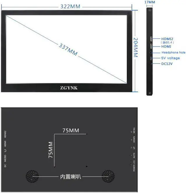 Alt view image 2 of 5 - 13.3 inch 2K HD Portable Monitor touch screen PC PS3 PS4 Xbo x360 1080P IPS LCD LED Display Monitor for Raspberry Pi