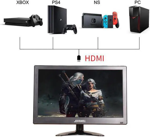 Alt view image 2 of 5 - 12" inch LCD Portable  Monitor for Macbook Pro VGA Interface 1920x1080 Gaming Display For Home Security System PS4 Xbox360