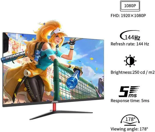 Alt view image 2 of 5 - 23.8 Inch 144 HZ Gaming Monitor 1920x1080P LCD Monitor IPS Monitor VGA/ Interface for PC PS4 Gaming Screen