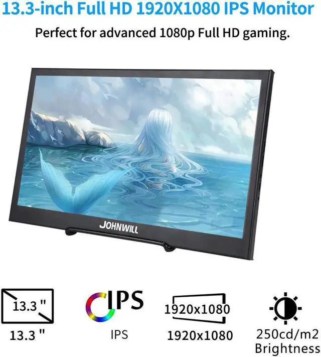 Alt view image 2 of 5 - 13.3 Inch Portable Computer Monitor PC 2K 2560x1440 PS3 PS4 Xbo X360 IPS LCD LED Display for Raspberry Pi Wins 7 8 10 Case