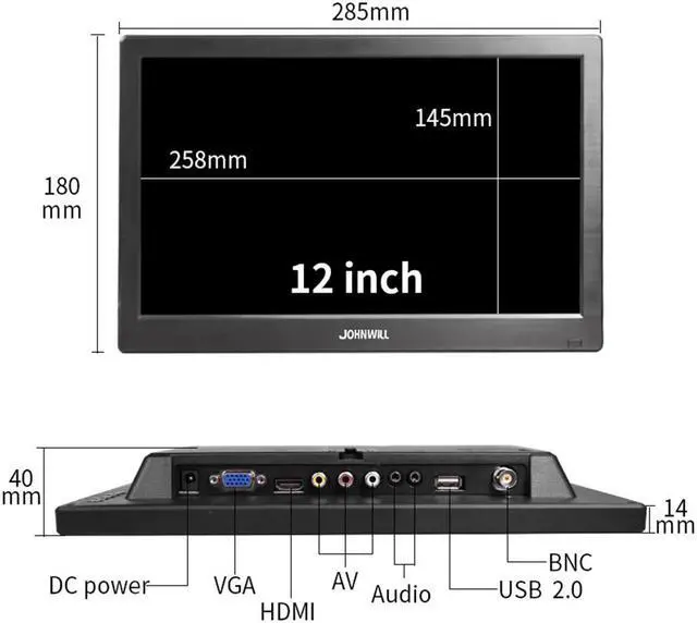 Alt view image 4 of 5 - 13.3" 1366x768 portable HD monitor pc LCD TV Display with VGA USB AV BNC 12/10.1 inch gaming monitor
