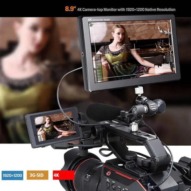 Alt view image 2 of 5 - A8S 8.9Inch IPS Screen 4K Full HD Monitor Camera Monitor for DSLR Cameras Camera Monitor Video Monitor 8.9inch Screen