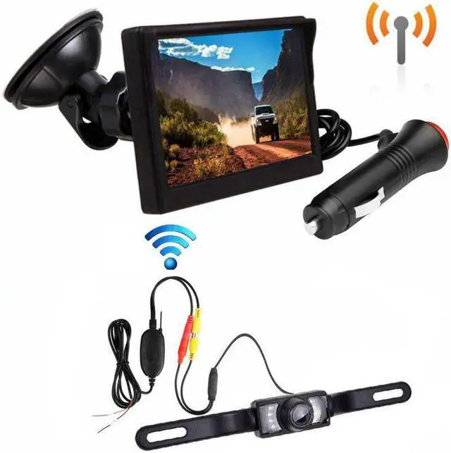 Main image of Backup LCD Monitor License Plate Night Vision Rear View Camera Kit Waterproof Car Surveillance Camera