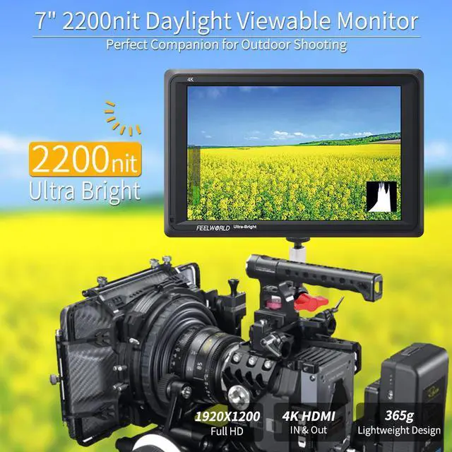 Alt view image 4 of 5 - FW279 7" inch Ultra Bright 2200nit on Camera Field DSLR Monitor Full HD 1920x1200 4K  Input Output Photography