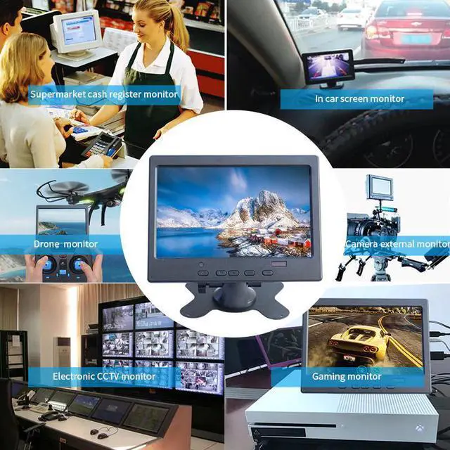 Alt view image 3 of 5 - 7 inch touch monitor VGA pc mini small lcd CCTV hd portable monitor display TFT 1024*600 for Car Reverse Rearview ps4