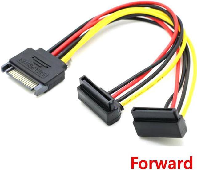 Alt view image 2 of 5 - SATA right angle 1 to 2 way 15Pin SATA power extension  male to dual female SATA SSD power port multiplier 20cm best price