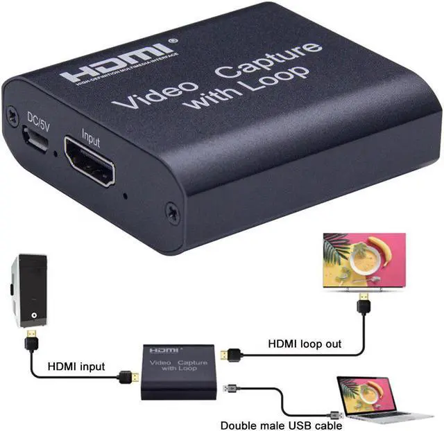 Alt view image 2 of 5 - 4K 1080P HDMI Capture Card Video Capture USB 2.0 HDMI input Video Capture Card Grabber Loop Output for PS4 Game Live Streaming