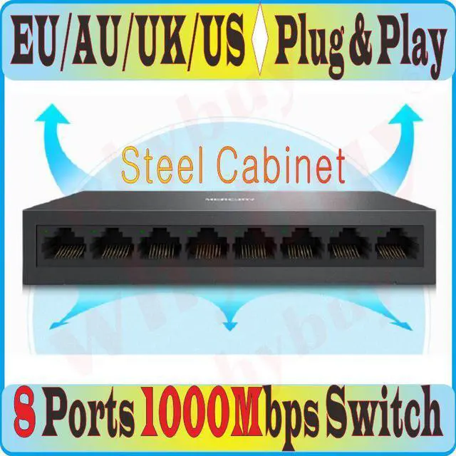Main image of Cabinet Network 8 Ports Gigabit Desktop Switch 1000Mbps Gigabit Ethernet Switch Lan Hub Full/Half duplex Exchange