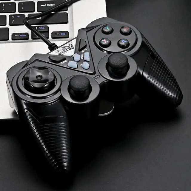 Alt view image 2 of 5 - Wired Game Controller Game Pad PC Microsoft Gamepads USB Notebook Vibration Double Play