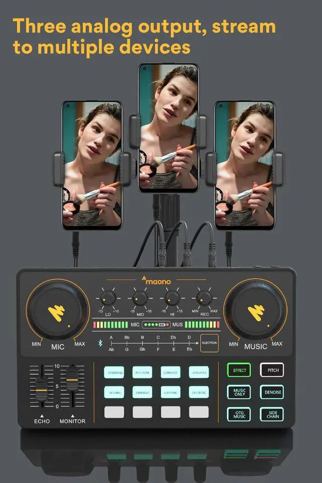 Alt view image 3 of 5 - Caster Mixer Newest 4 Channel Sound USB Digital Audio Mixer Console Support Multi-Channel Mixing For Gaming,Streaming,Recording