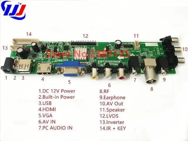 Main image of in 1 day DS.D3663LUA.A81.2.PA V56 V59 Universal LCD Driver Board Support DVB-T2 Universal TV Board 3663