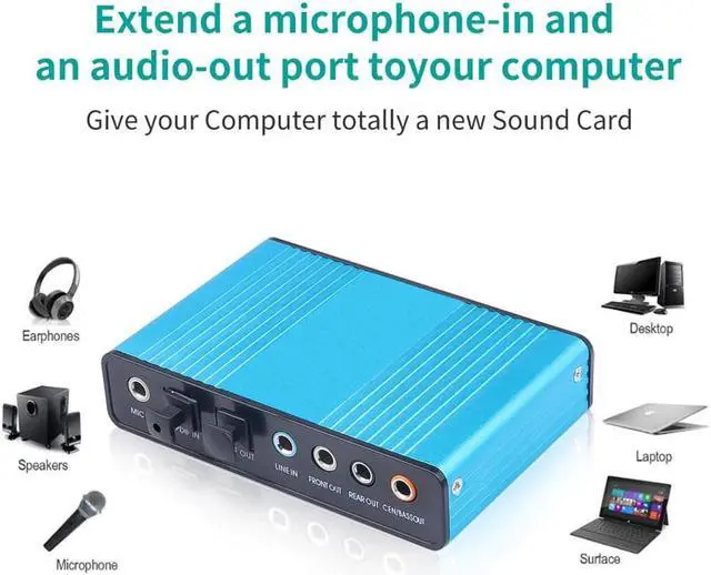 Alt view image 3 of 5 - USB 2.0 Sound Card Audio Card CM6206 Chipset Channel 5.1 Sound Card SPDIF Controller Audio for PC Laptop Computer Tablet